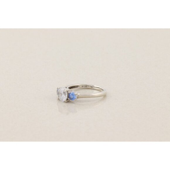 Sterling Silver White and Blue Cubic Zirconia Ring Size 7 - Picture 6 of 7